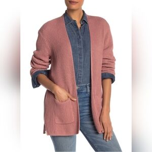 Madewell XSmall Pink Nolan Ribbed Open-Front Cardigan in Dried Petal Pink